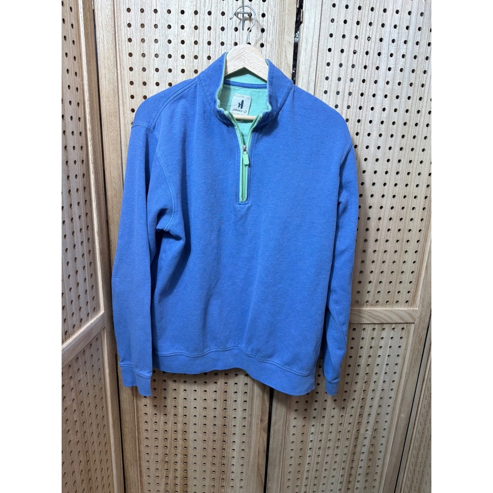 Johnnie-O Mens West Coast Prep Quarter Zip Pullover Blue Size Large Golf Casual